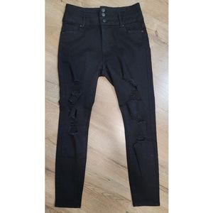 Refuse black high waisted push up ripped jeans women's size 5